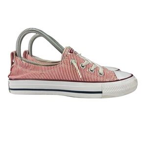 Converse Red and White Striped Low Top Sneakers